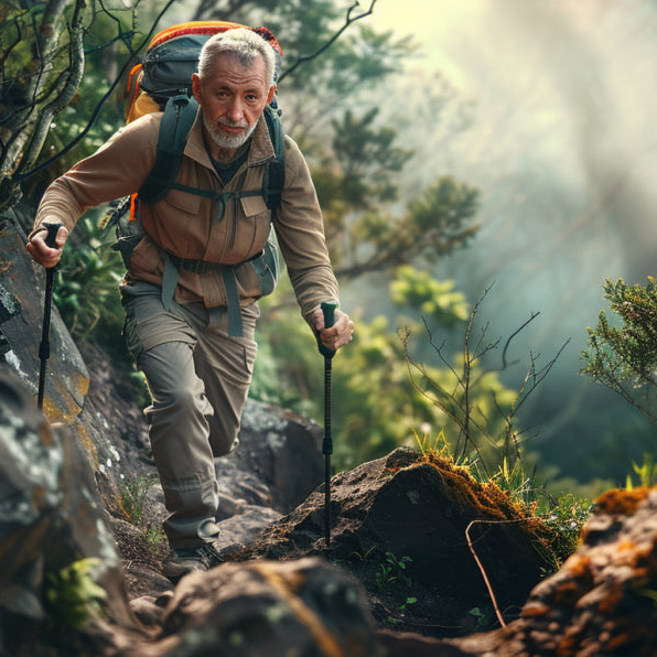 friluftsliv utrustning gåstavar för skogsvandring