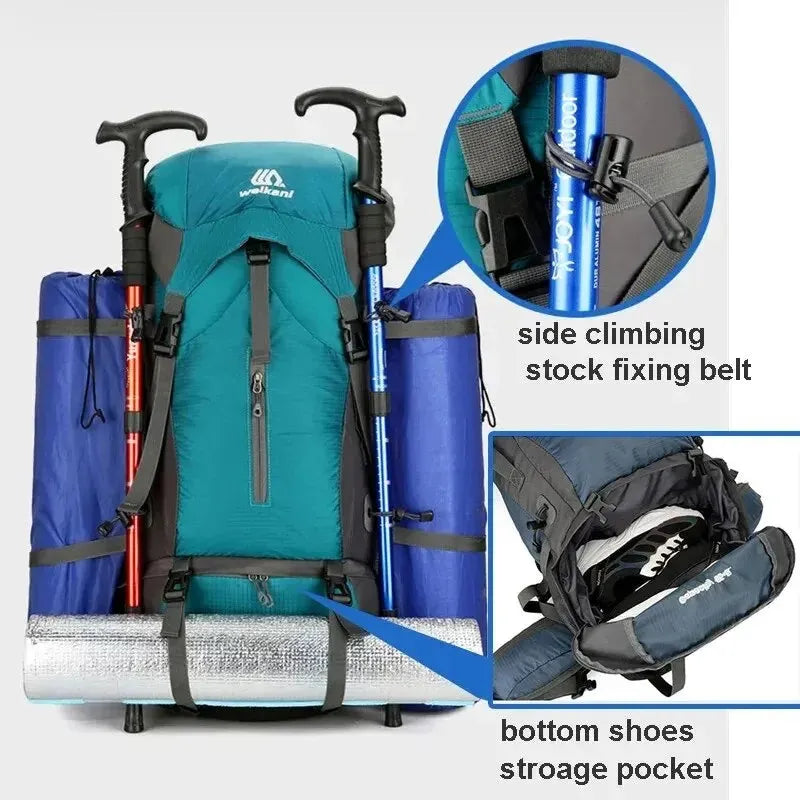 Hiking backpack 70 Liters with Rain Cover