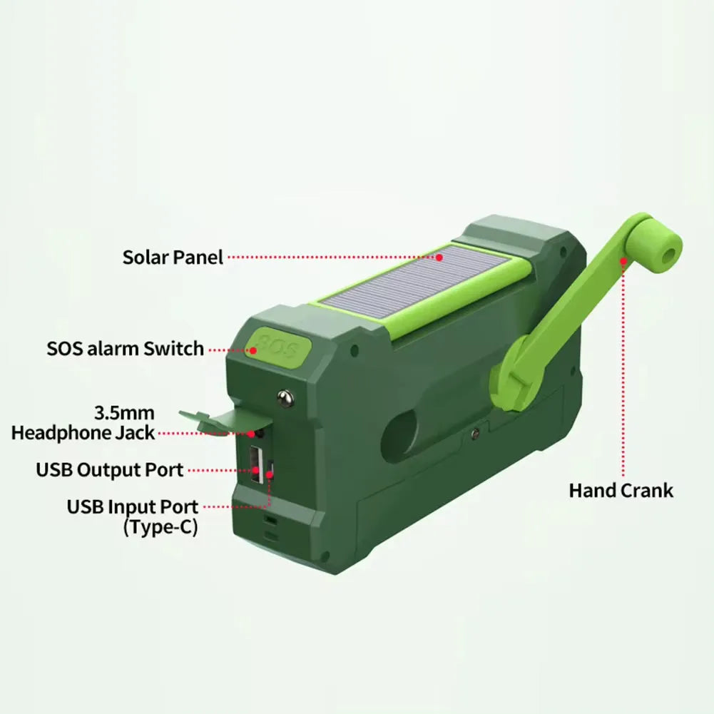 Vevradio med Solcellspanel 10000mAh