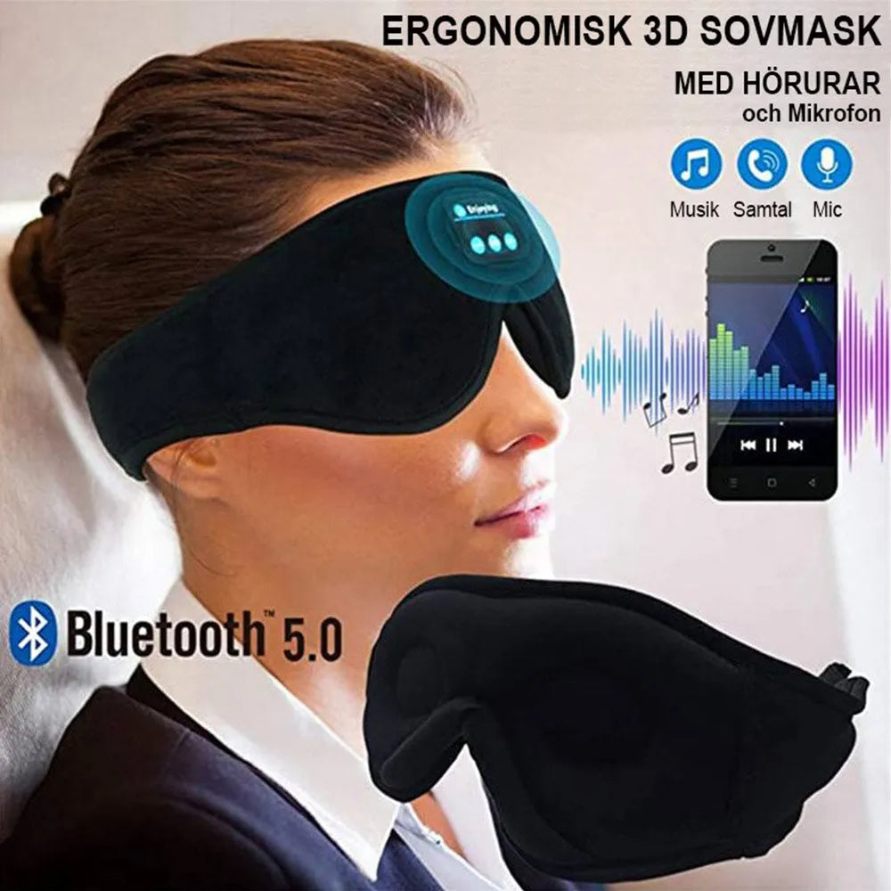 Ergonomisk 3D Sovmask med Hörlurar &amp; Mikrofon